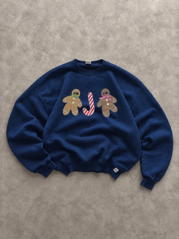 Sweat Vintage Noël Gingerbread – Bleu Marine