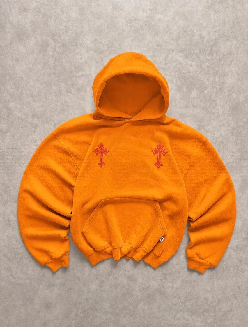 Hoodie Russell Athletic Vintage Custom Croix – Orange Y2K