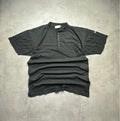 Tee-shirt Vintage Noir Style Henley à Boutons et Poche