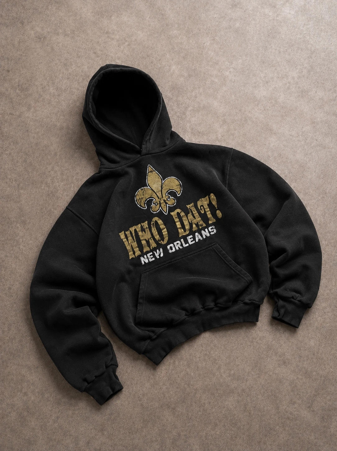 Hoodie Vintage New Orleans Who Dat! – Noir & Or – Football USA