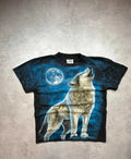 Tee Shirt Vintage Wolf Full Moon – Noir & Bleu – Y2K