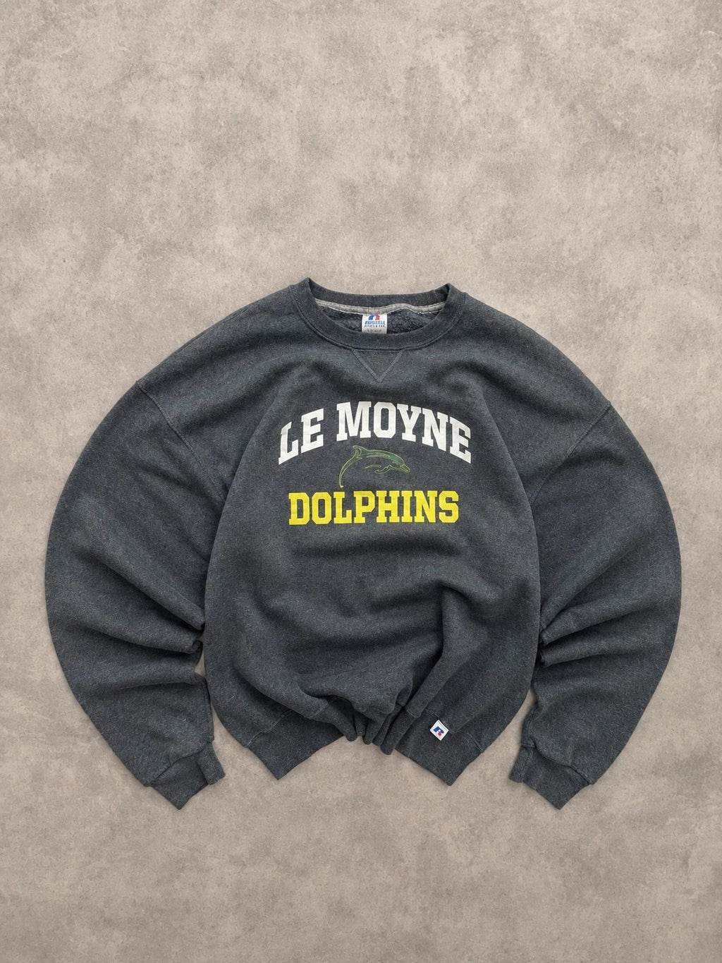 Sweat Vintage Russell Athletic Le Moyne Dolphins – Gris