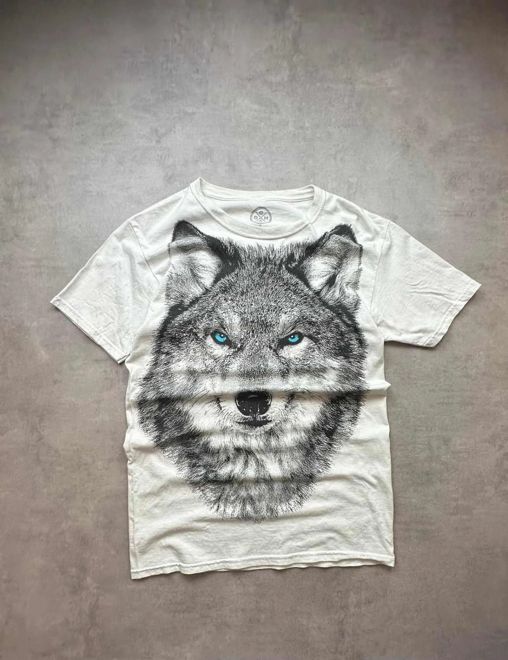 Tee Shirt Vintage Wolf Eyes Blanc – Graphic Loup Yeux Bleus Y2K 90s Streetwear