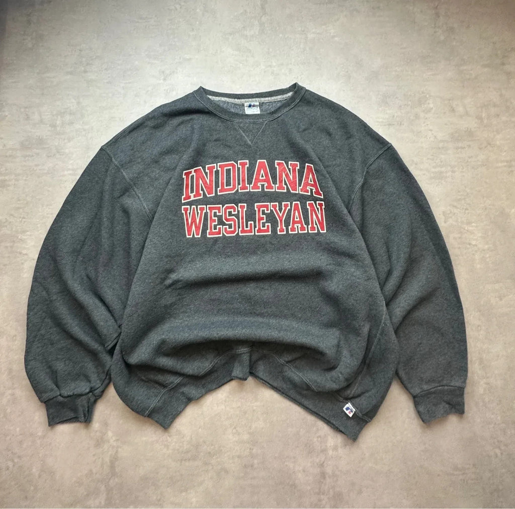 Sweat Russell Athletic Vintage Indiana Wesleyan Gris – College USA