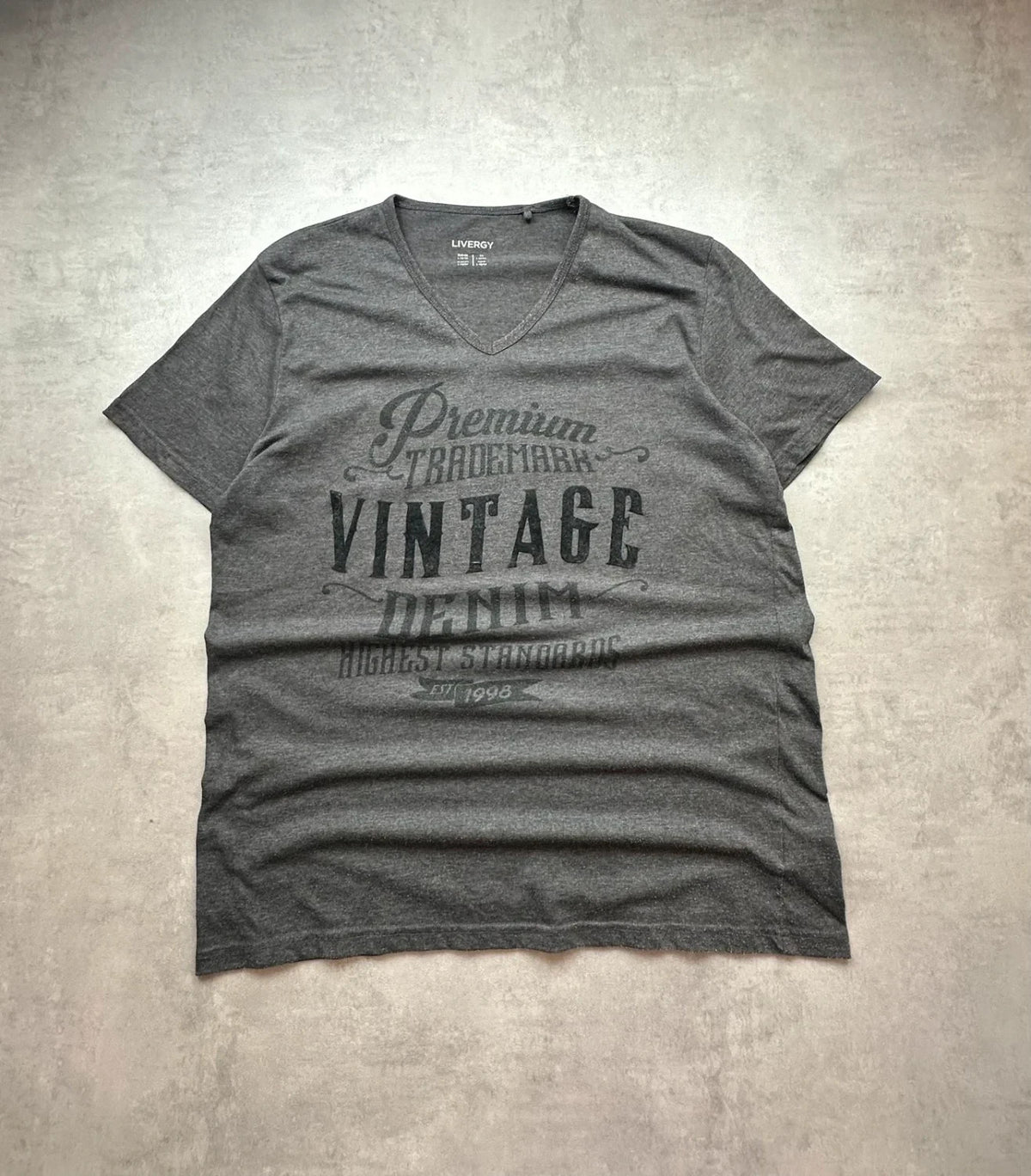 Tee-shirt Vintage Col V Premium Vintage 1998 Gris