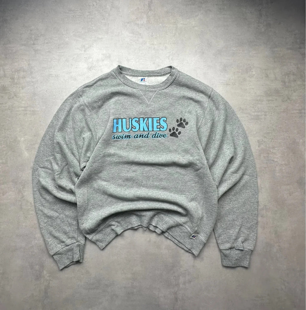 Sweat Russell Athletic Vintage Huskies Gris