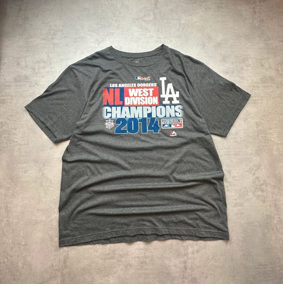 Tee-shirt MLB Vintage Los Angeles Dodgers Majestic 2014 NL Gris Foncé
