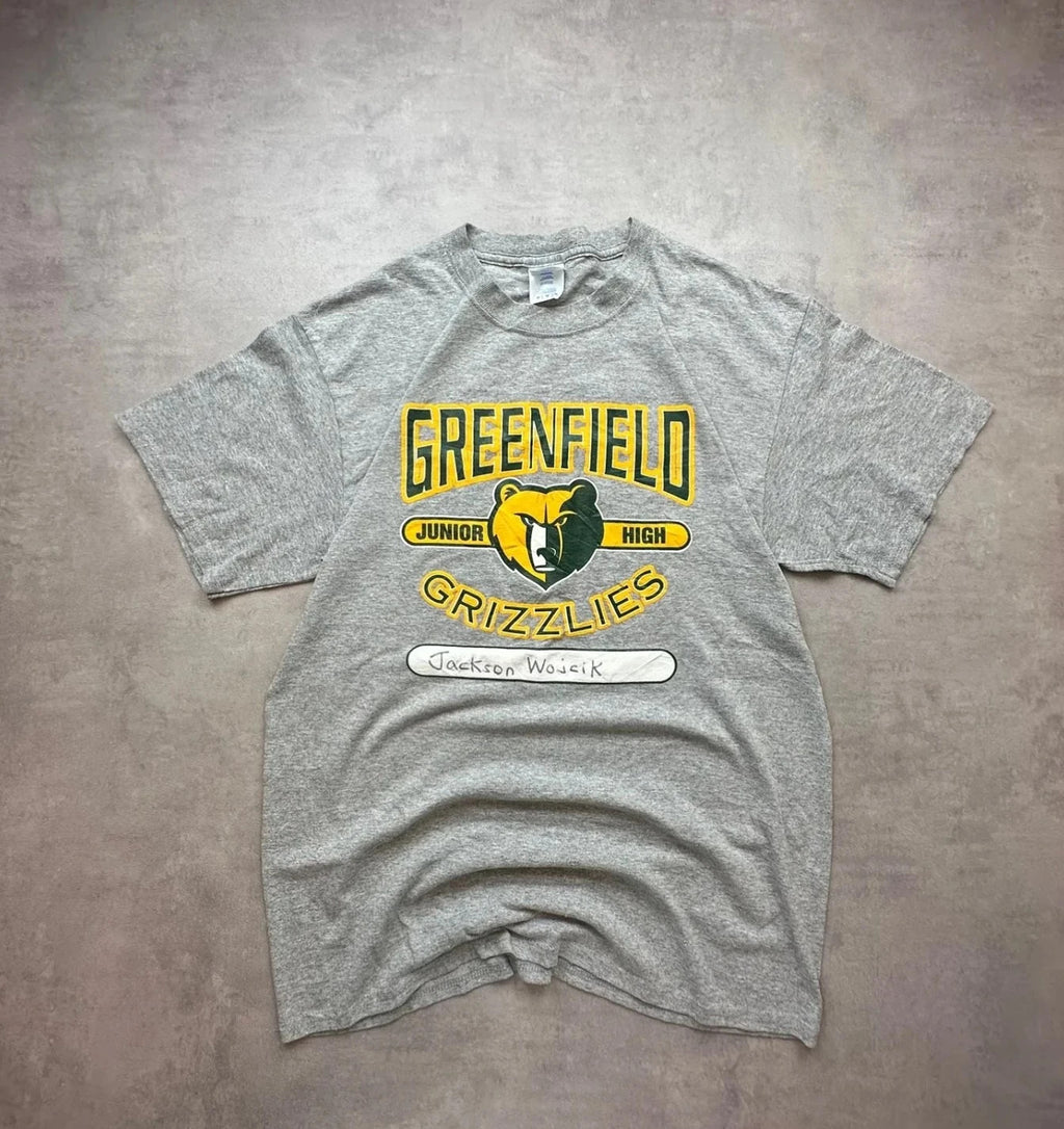 Tee Shirt Vintage Greenfield Grizzlies Gris – College Américain