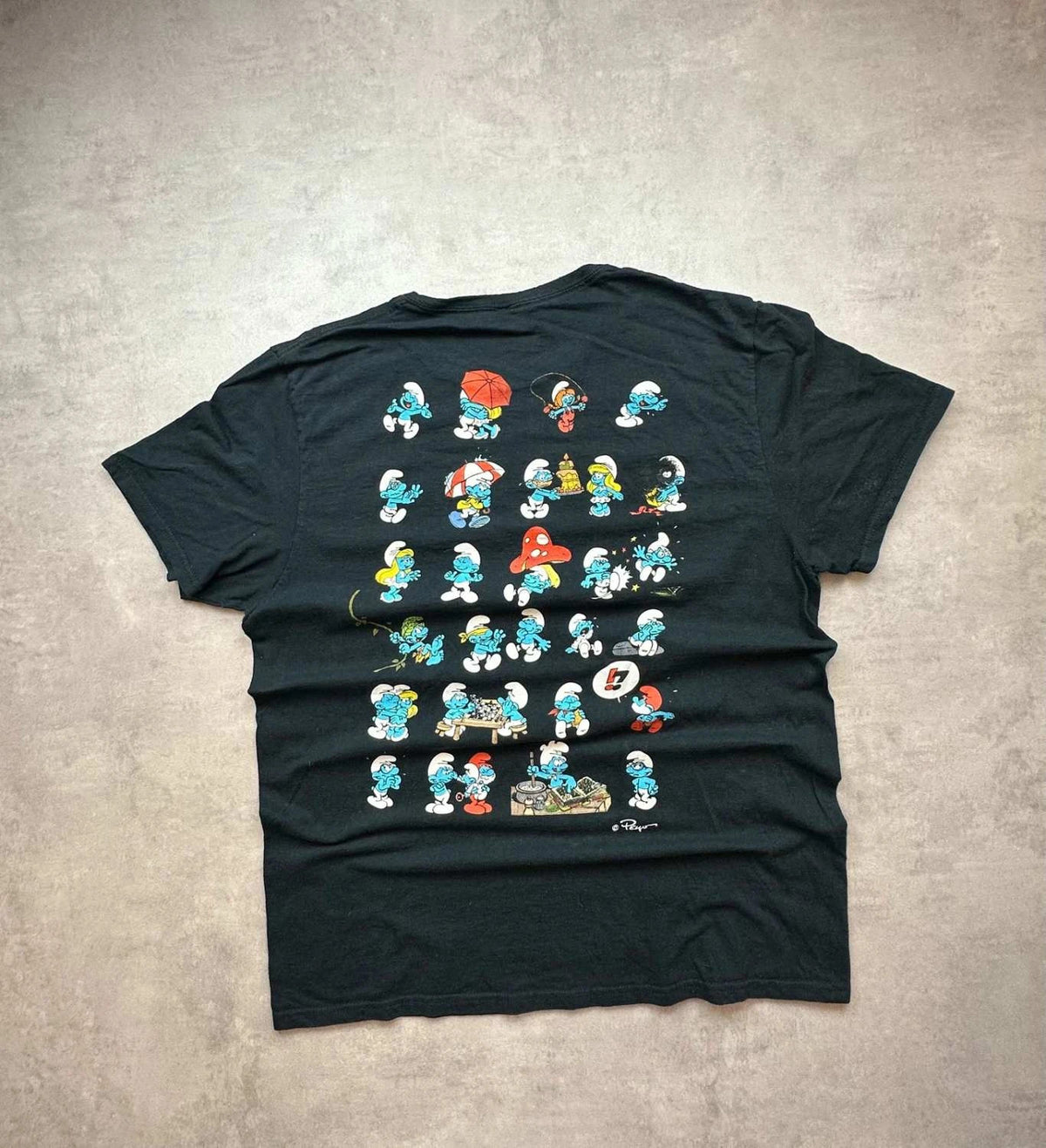 T-Shirt The Smurfs Officiel Peyo 2023 Noir – Grand Imprimé Dos