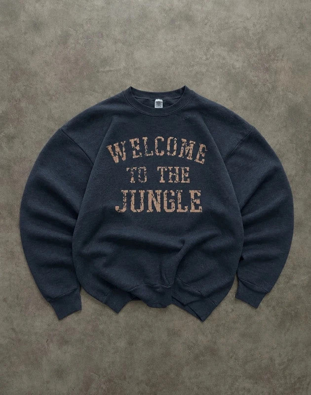 Sweat Crewneck Vintage Welcome To The Jungle 90s – Black