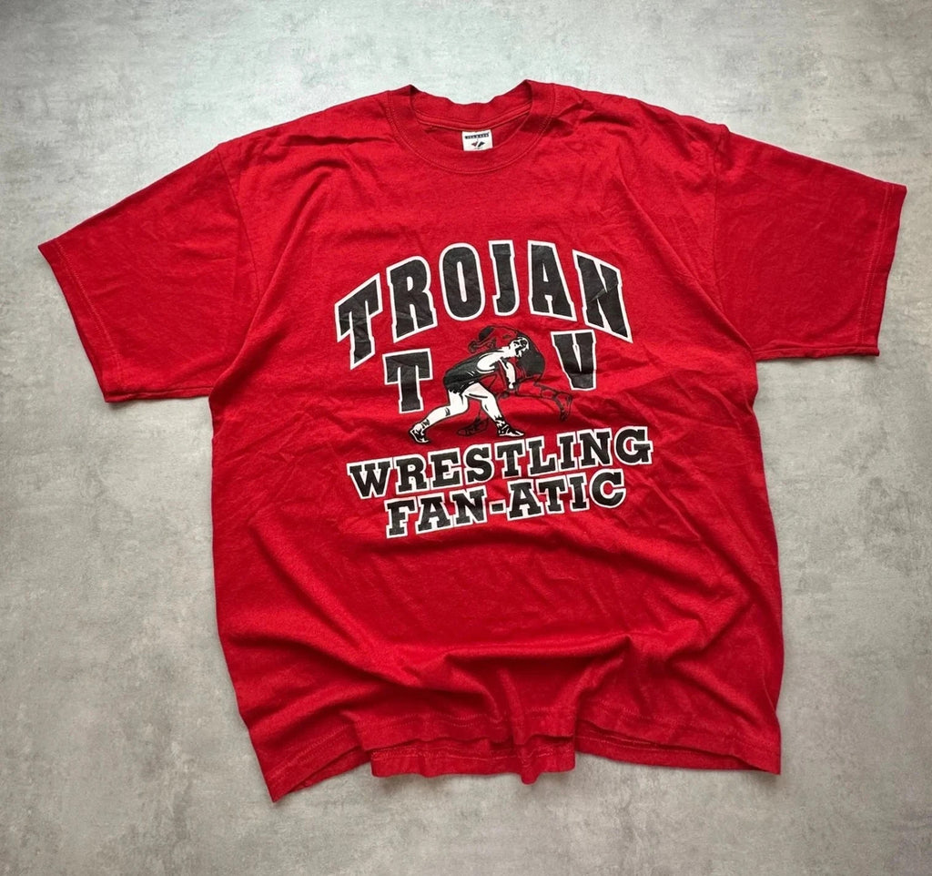 Tee-Shirt Vintage Red Trojan Fanatic Rouge