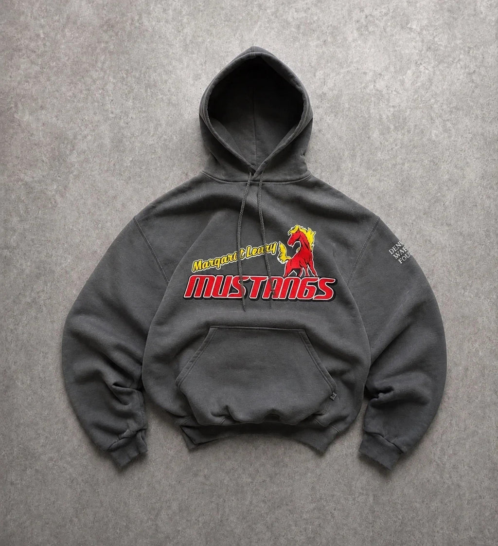 Hoodie Vintage Margaret Cleary Mustangs – Gris Foncé