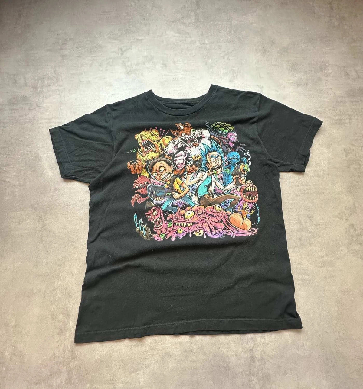 Tee-Shirt Rick and Morty Vintage Graphic Print Noir – Cartoon