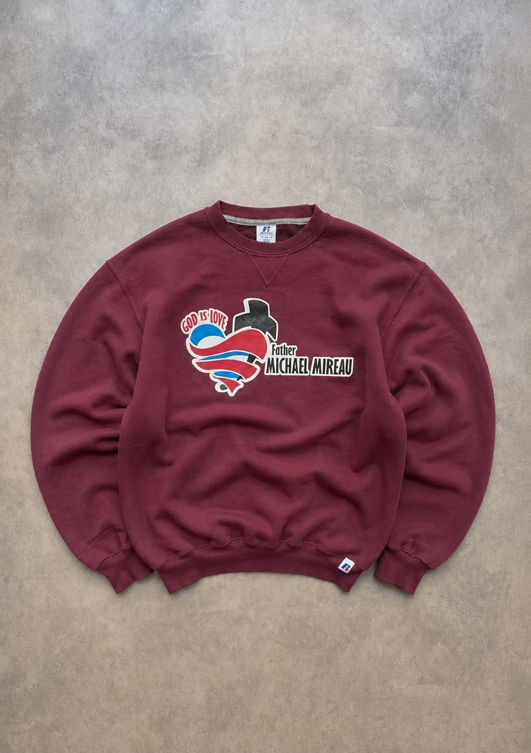 Sweat Vintage Russell Athletic “God Is Love” – Bordeaux