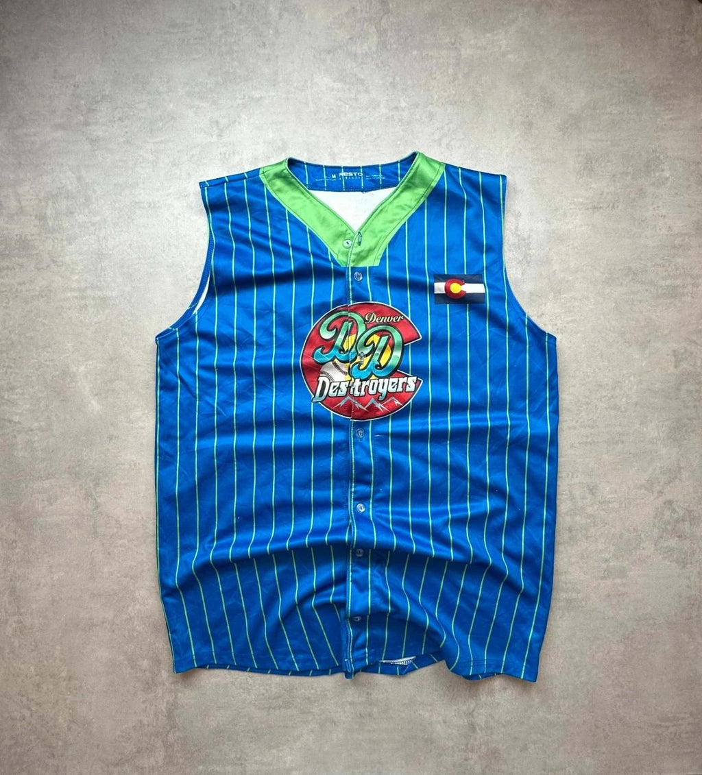 Maillot Baseball Denver Destroyers Colorado – Bleu & Vert USA