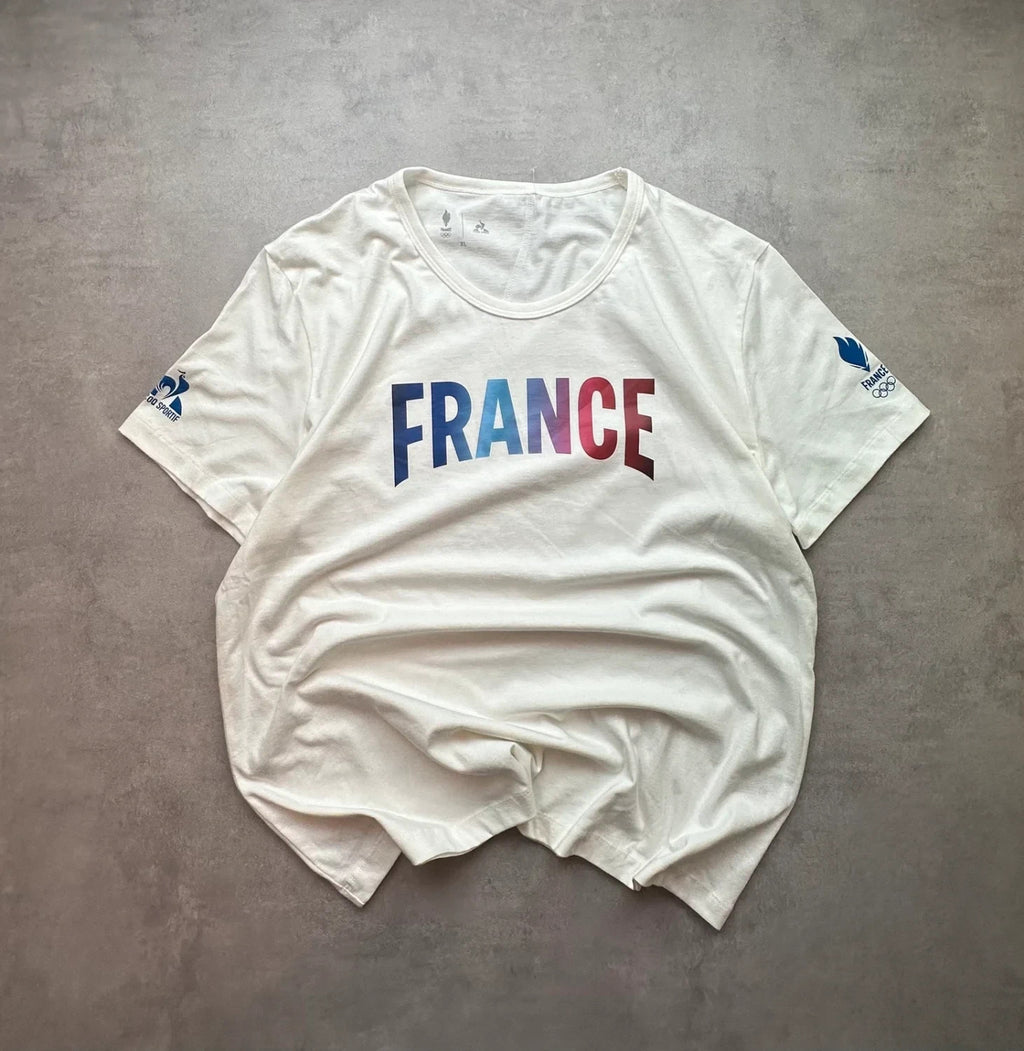T-Shirt Vintage France Olympique « France » – Blanc