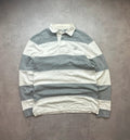Polo Nike Vintage Manches Longues Rayé Gris & Blanc