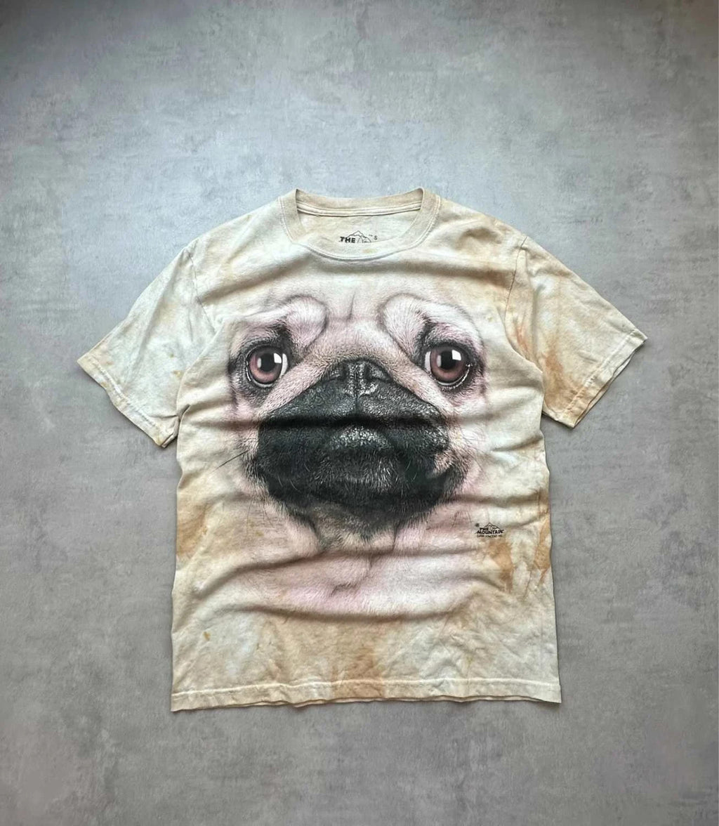 Tee Shirt Vintage The Mountain Carlin Tie-Dye Beige – Graphic Dog Print Y2K 90s
