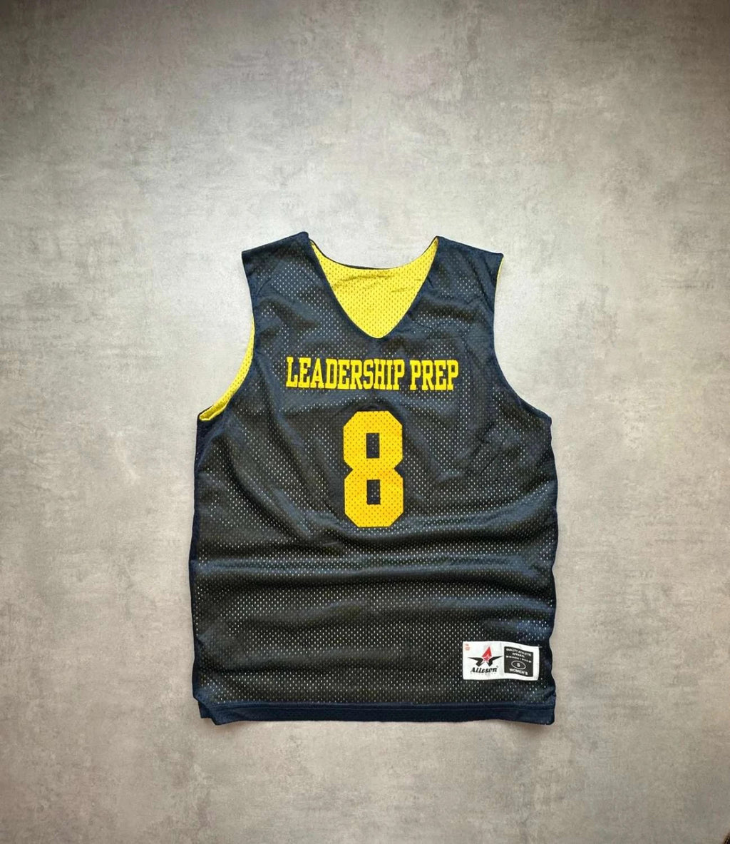 Maillot Basketball Leadership Prep #8 Vintage Noir Jaune – Training Mesh