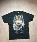 Tee Shirt Vintage Wolf Lightning Graphic Noir – Animal Print USA