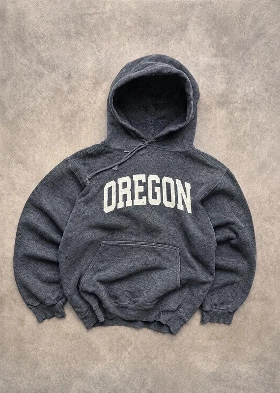Sweat Hoodie Vintage Oregon – Gris Anthracite