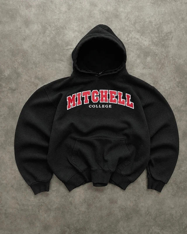 Sweat Hoodie Vintage Mitchell College USA – Black