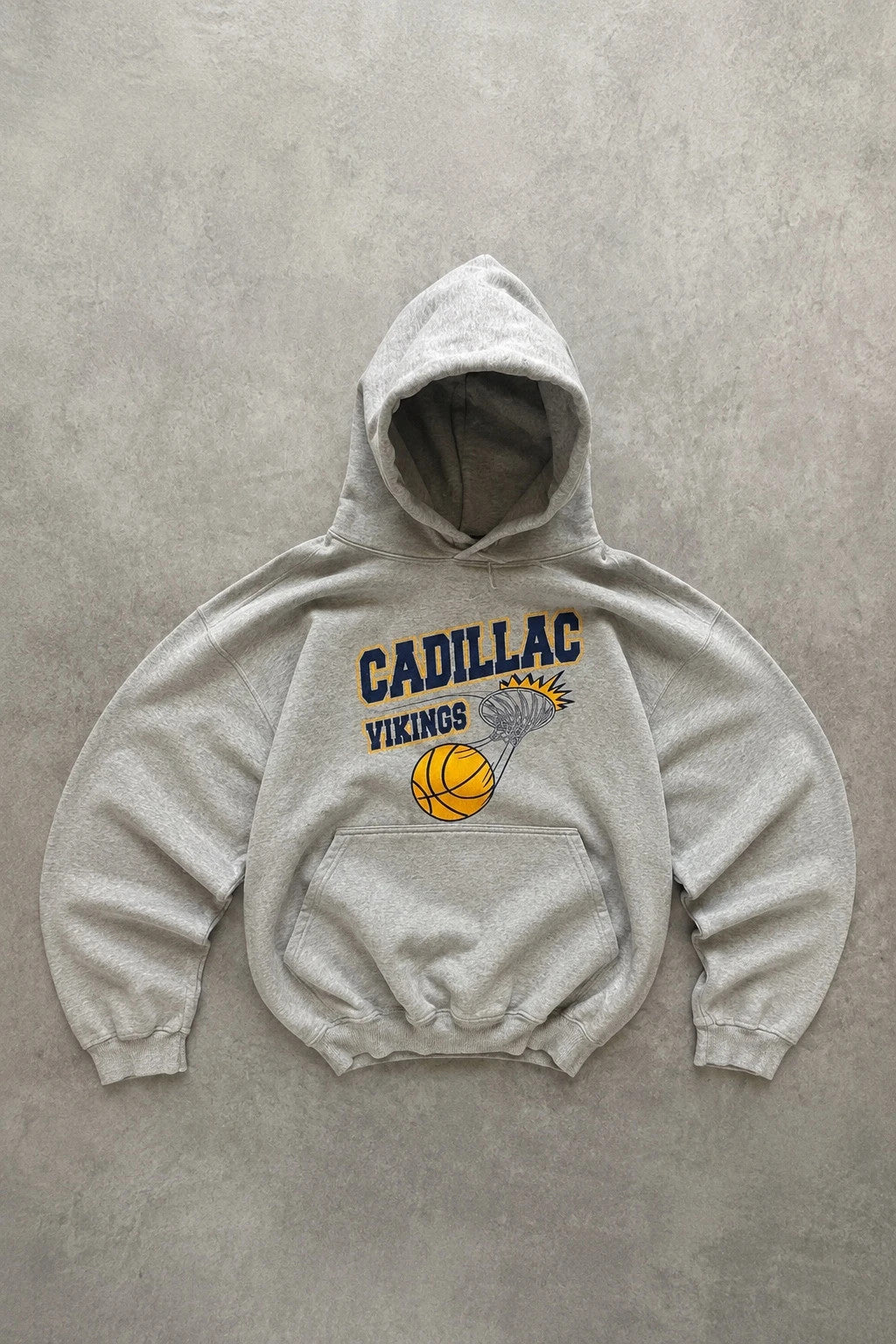 Hoodie Vintage Cadillac Vikings Basketball – Gris