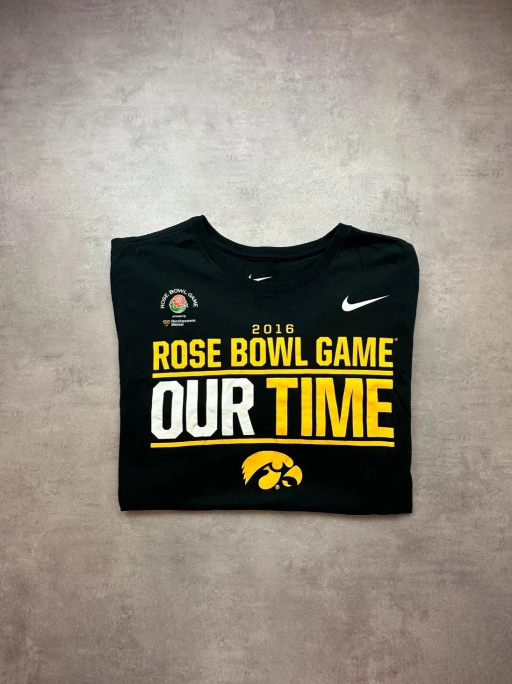 Tee Shirt Nike Vintage Rose Bowl Game 2016 Iowa Hawkeyes Black