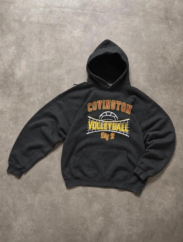 Sweat Hoodie Vintage Covington Volleyball – Noir