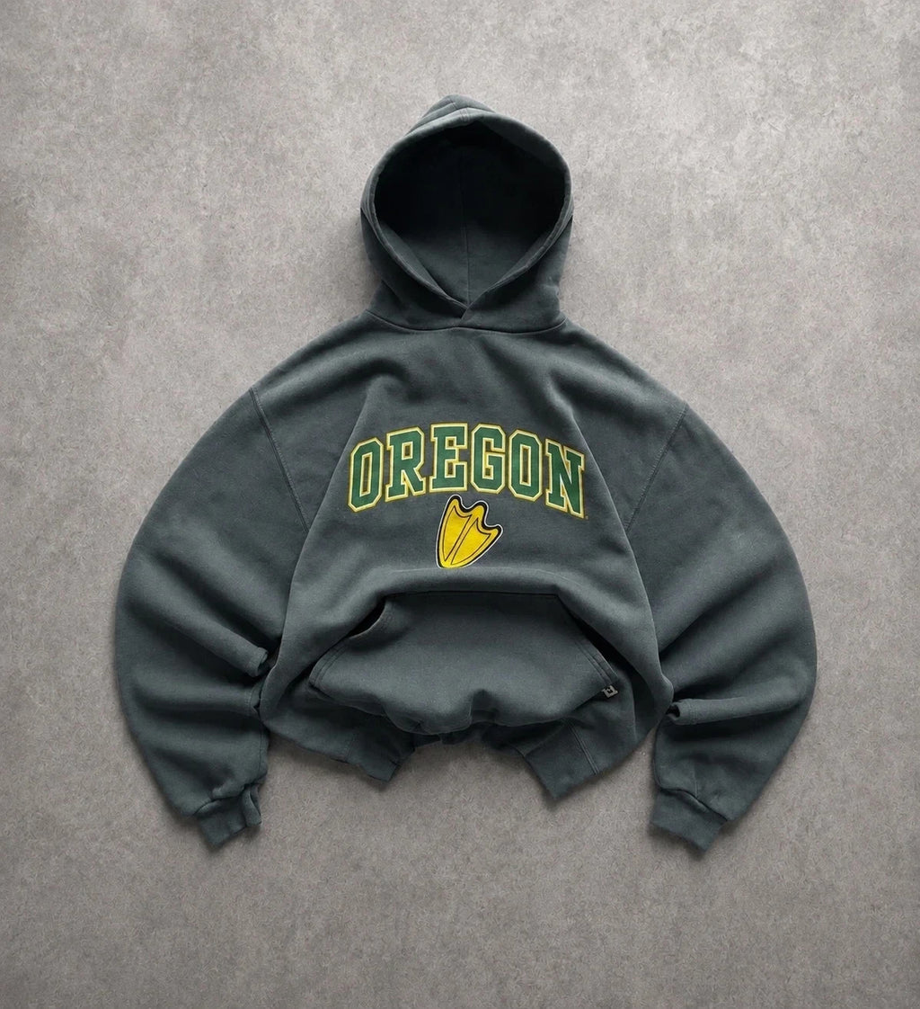 Hoodie Vintage Oregon Ducks University Gris Anthracite – Y2K NCAA Streetwear