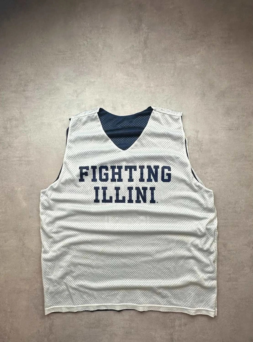 Maillot Basketball Vintage Illinois Fighting Illini – Training Réversible – Blanc & Navy