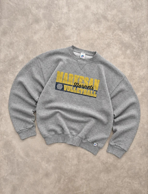 Sweat Crewneck Vintage Russell Athletic Markesan Hornets Volleyball – Gris
