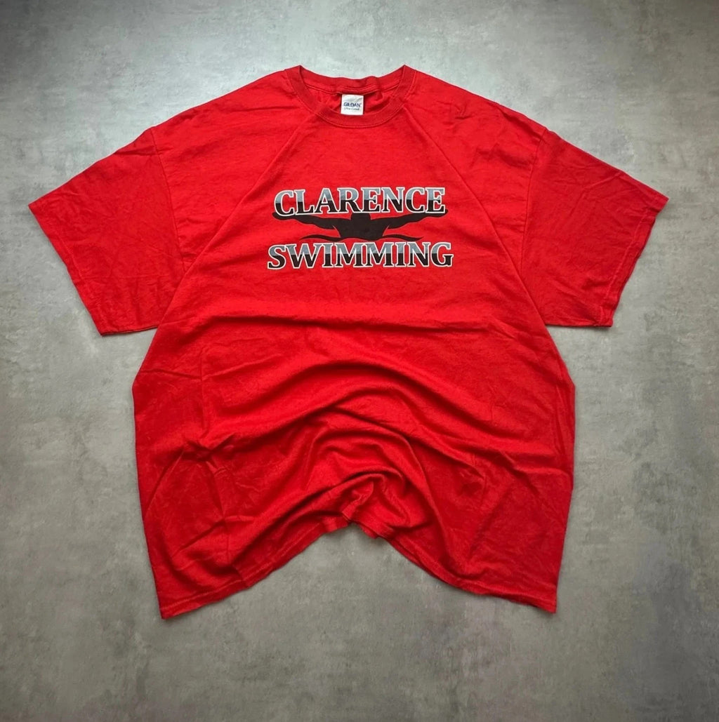 Tee-Shirt Vintage Clarence Swimming Rouge – Flocage Dos