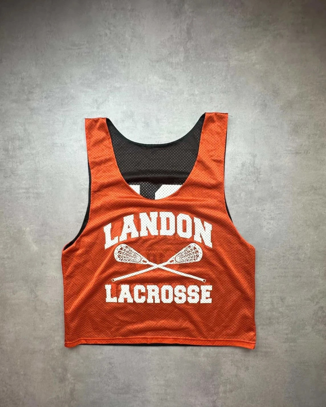 Maillot Lacrosse Vintage Landon #10 Réversible Noir Orange