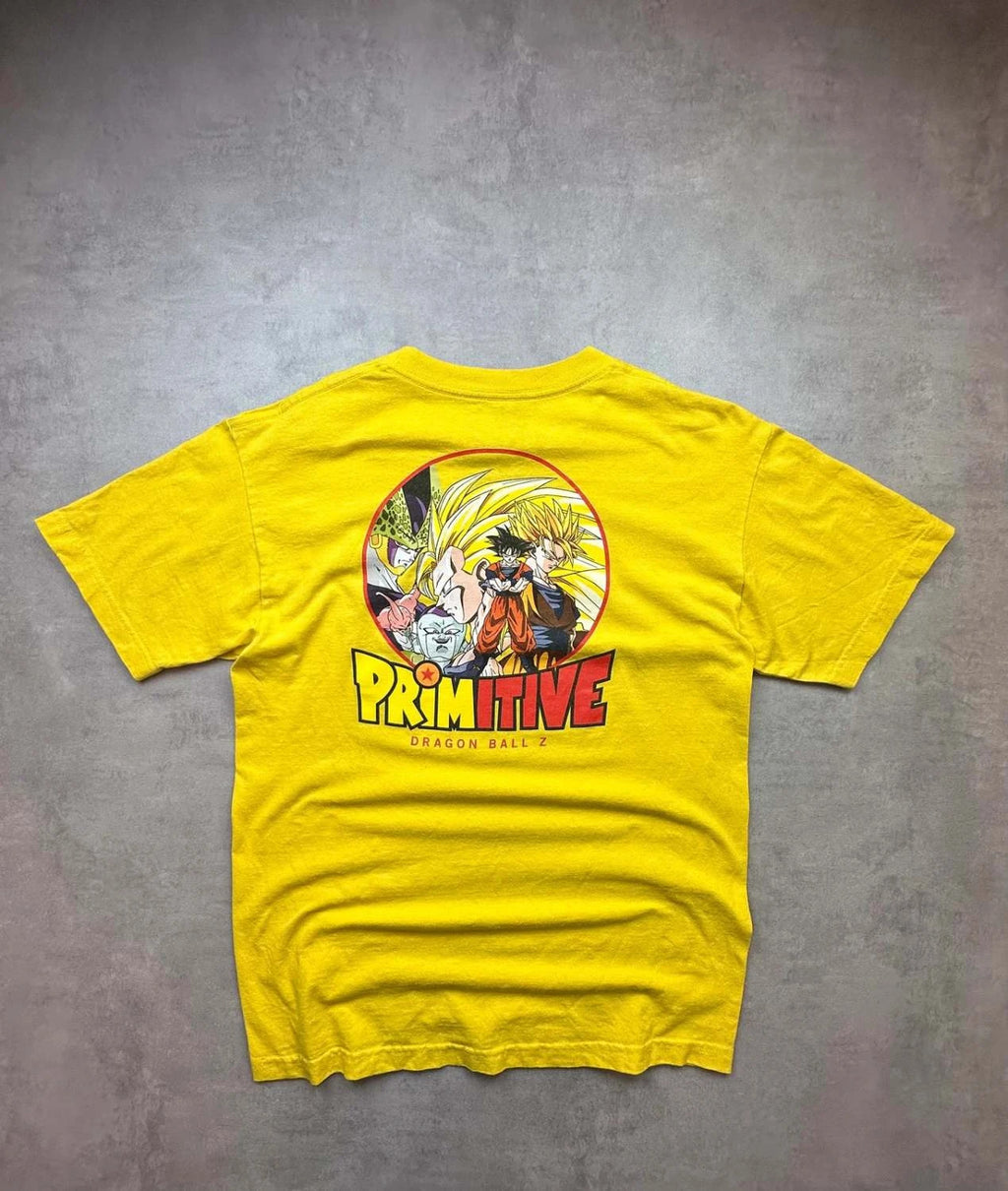 T-Shirt Dragon Ball Z Primitive Goku Graphic Jaune – Y2K