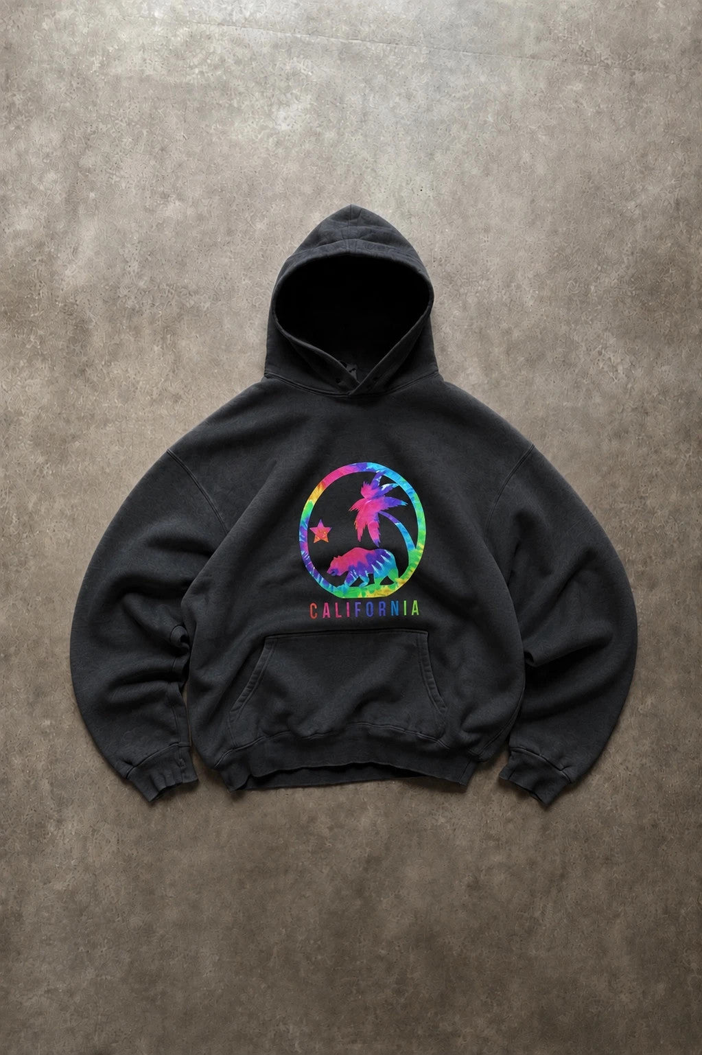 Hoodie Vintage California Palm Trees – Noir Multicolore