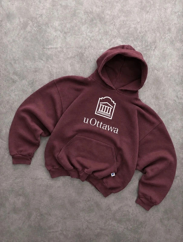 Sweat Hoodie Vintage University of Ottawa Canada – Bordeaux