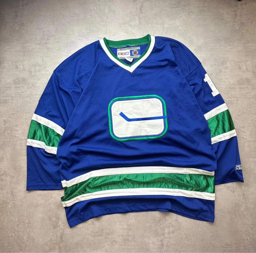 Maillot CCM Vancouver Canucks Roberto Luongo #1 NHL Vintage Bleu