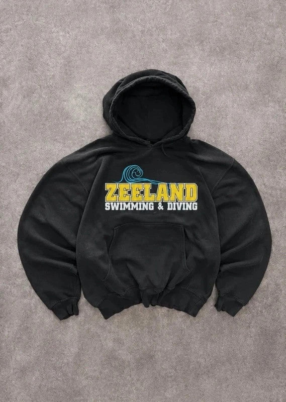 Sweat Hoodie Vintage Zeeland Swimming & Diving – Noir Y2K