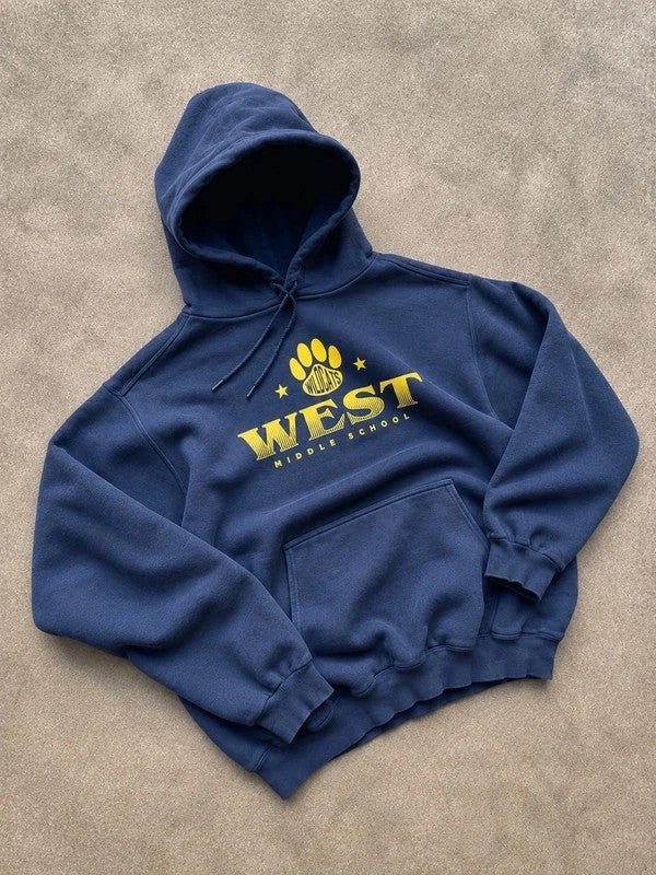 Sweat Hoodie Vintage West Middle School Wildcats – Navy Y2K