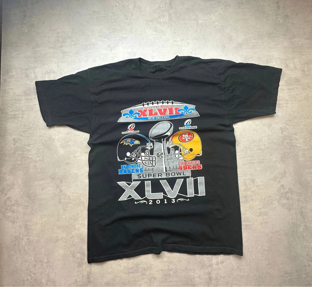 Tee-Shirt Vintage Super Bowl XLVII 2013 Ravens 49ers Noir – NFL