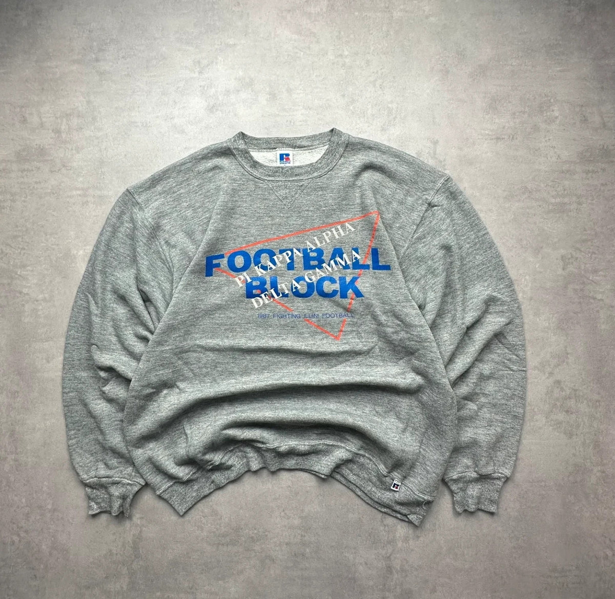 Sweat Russell Athletic Vintage Football Block Gris