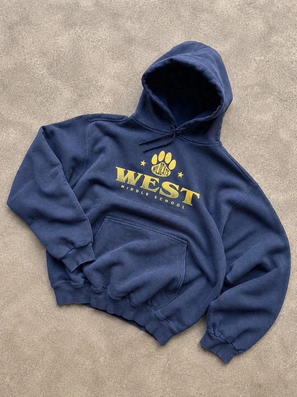 Sweat Hoodie Vintage West Middle School Wildcats – Navy Y2K