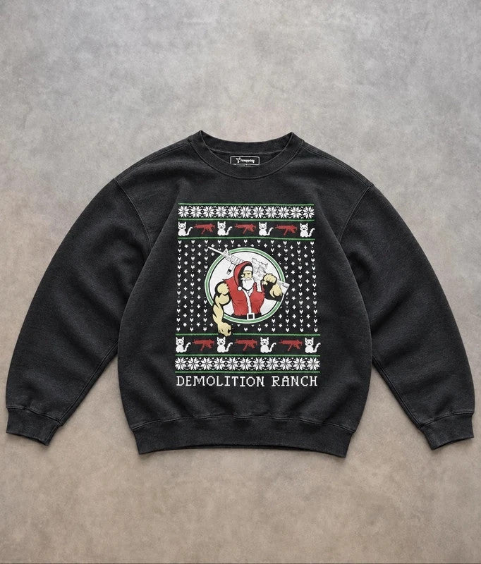 Sweat Crewneck Vintage Demolition Ranch Noël – Noir