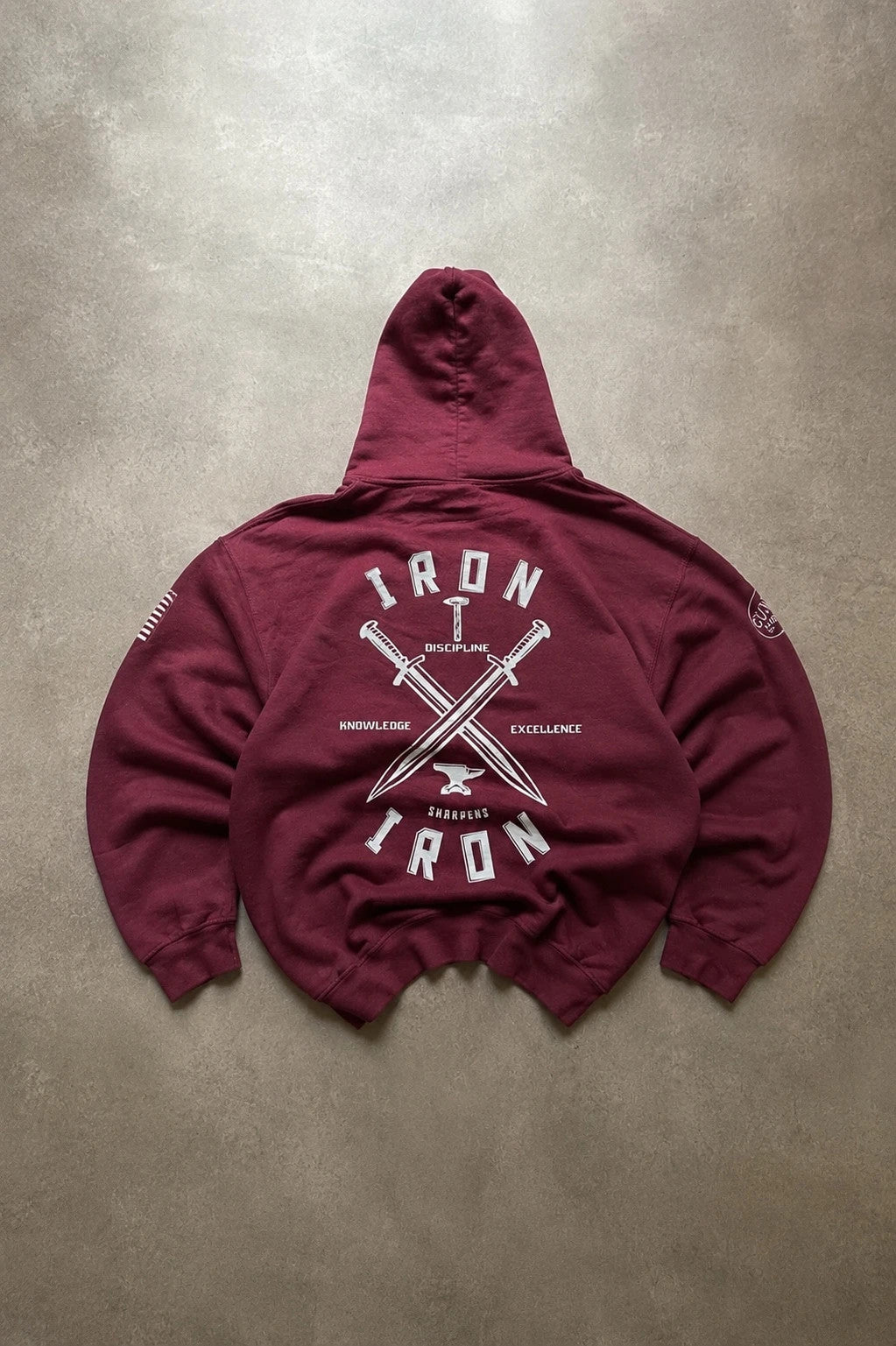 Hoodie Vintage Mustang Football USA – Bordeaux – Print Recto/Verso