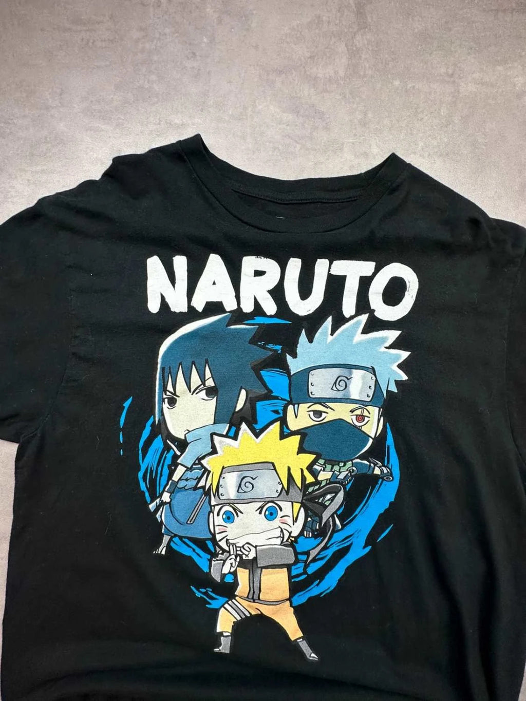 T-Shirt Naruto Team 7 – Naruto Sasuke Kakashi Noir Manga Y2K
