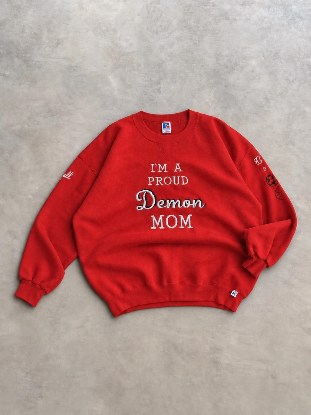 Sweat Crewneck Vintage Russell Athletic Demon Mom