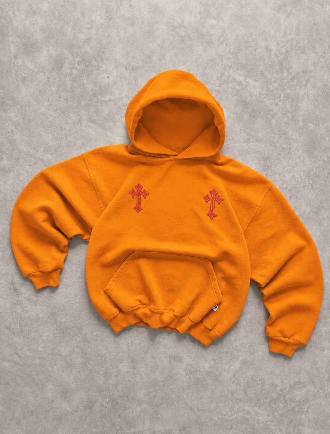 Hoodie Russell Athletic Vintage Custom Croix – Orange Y2K