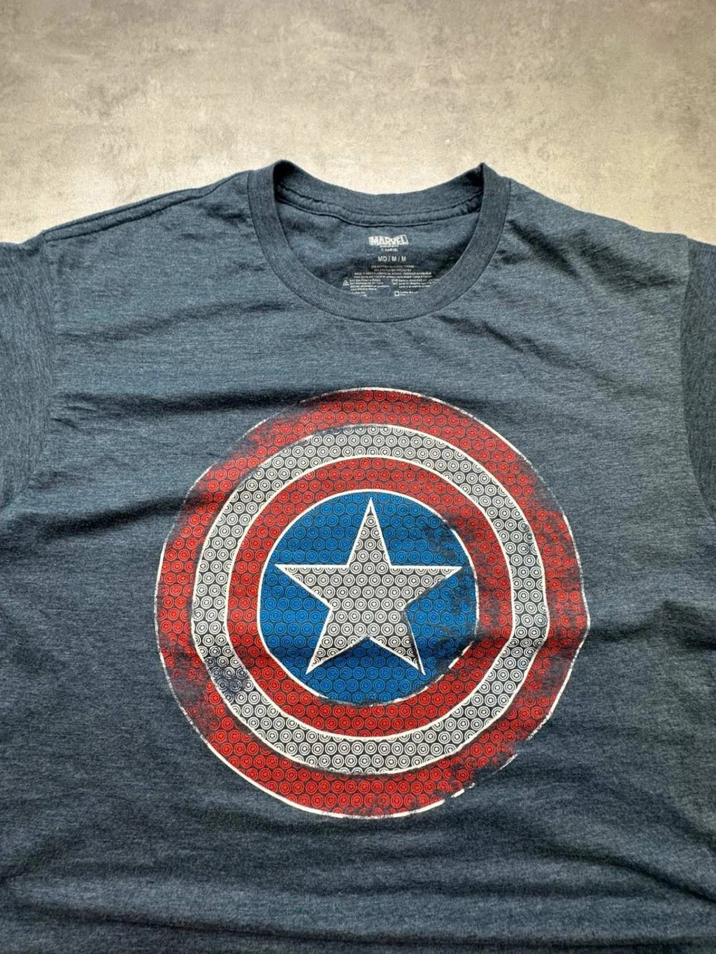 T-Shirt Marvel Vintage Captain America Shield Gris