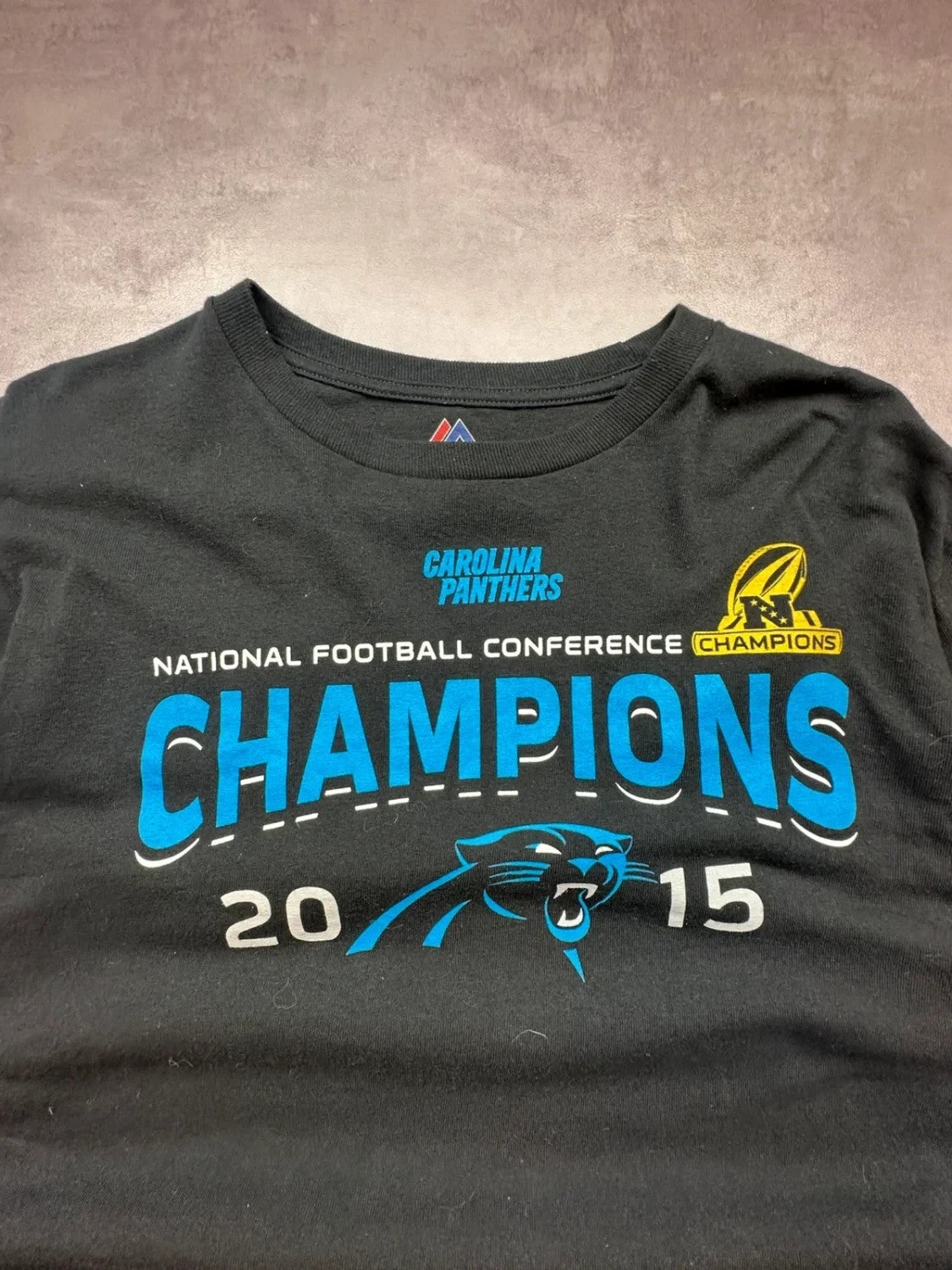 Tee-Shirt Vintage Majestic NFL Carolina Panthers 2015 Champions Noir